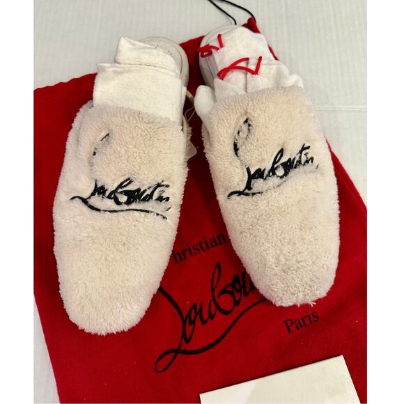 Christian Louboutin Navy Coolito Donna Flat White Slide Loafer size 37.5 no box - Picture 5 of 15